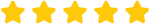 Five gold stars in a row representing a five-star rating or customer review.
